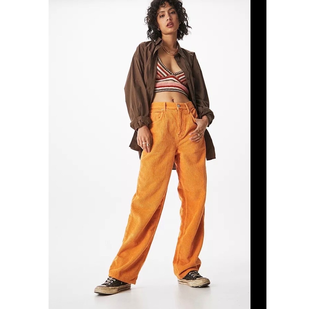 BDG Urban Outfitters Orange Corduroy High-Rise Baggy Pants Size 28 NWT